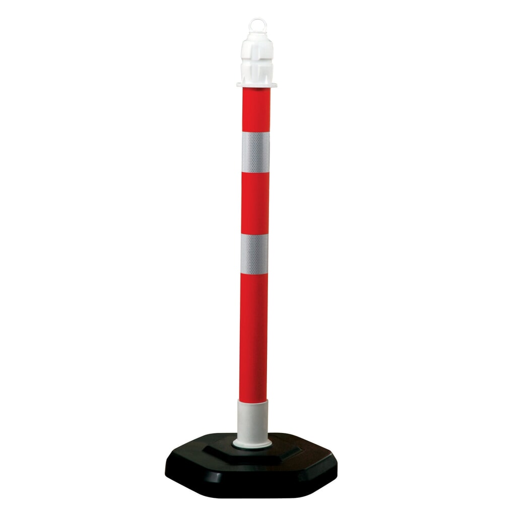 Imagen del producto: Poste para cadenas, Ø 63 mm, rojo/reflectante