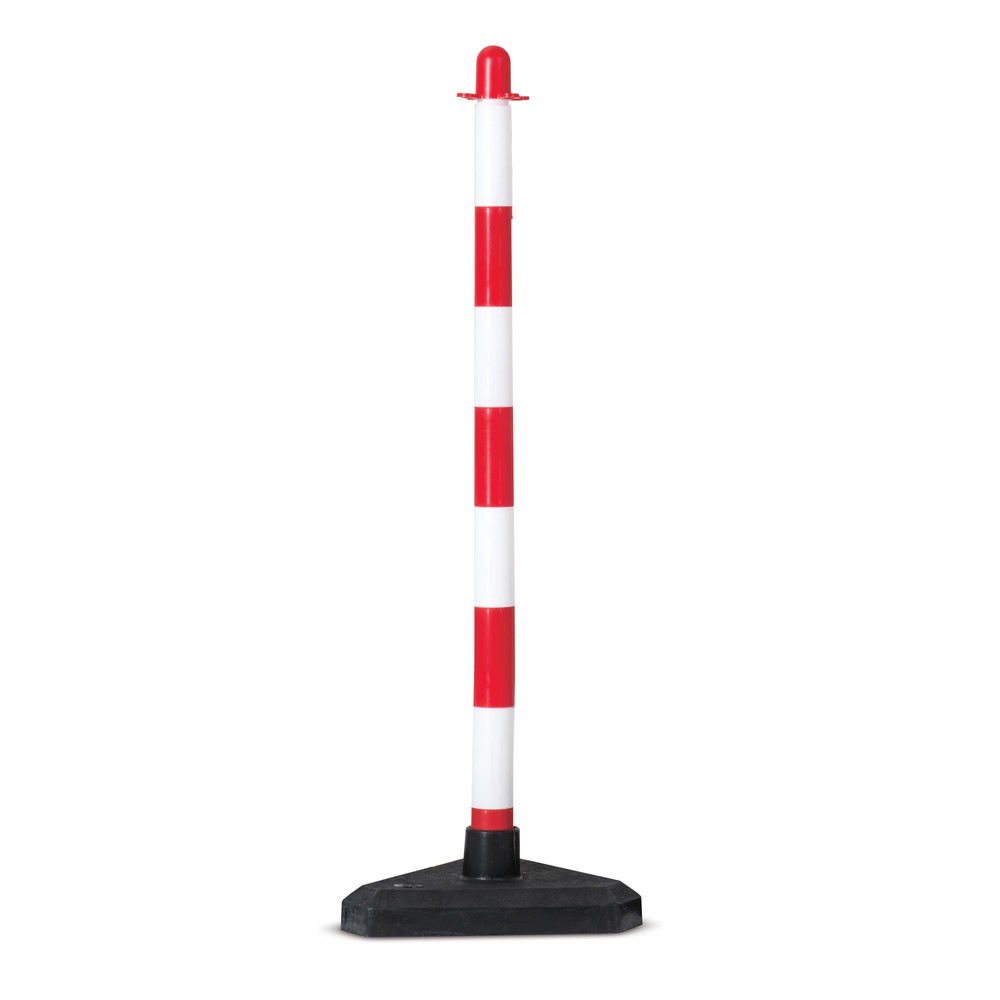 Imagen del producto: Poste para cadenas, unitario, base de plástico (triangular), rojo/blanco