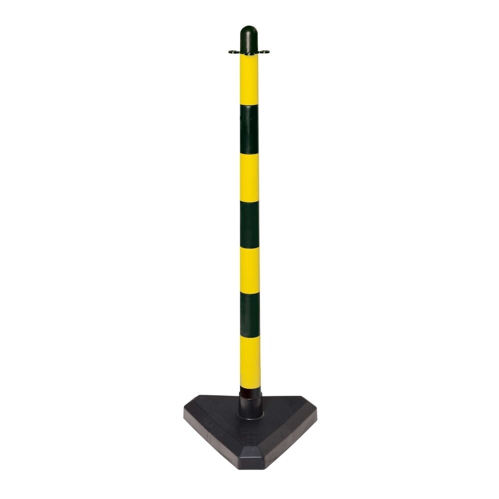 Imagen del producto: Poste para cadenas, unitario, base de plástico (triangular), negro/amarillo