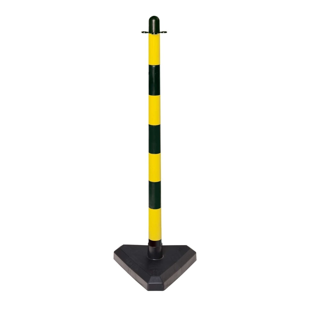Imagen del producto: Poste para cadenas, unitario, base de plástico (triangular), negro/amarillo