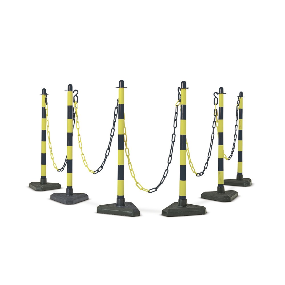 Imagen del producto: Poste para cadenas, unitario, base de plástico (triangular), negro/amarillo