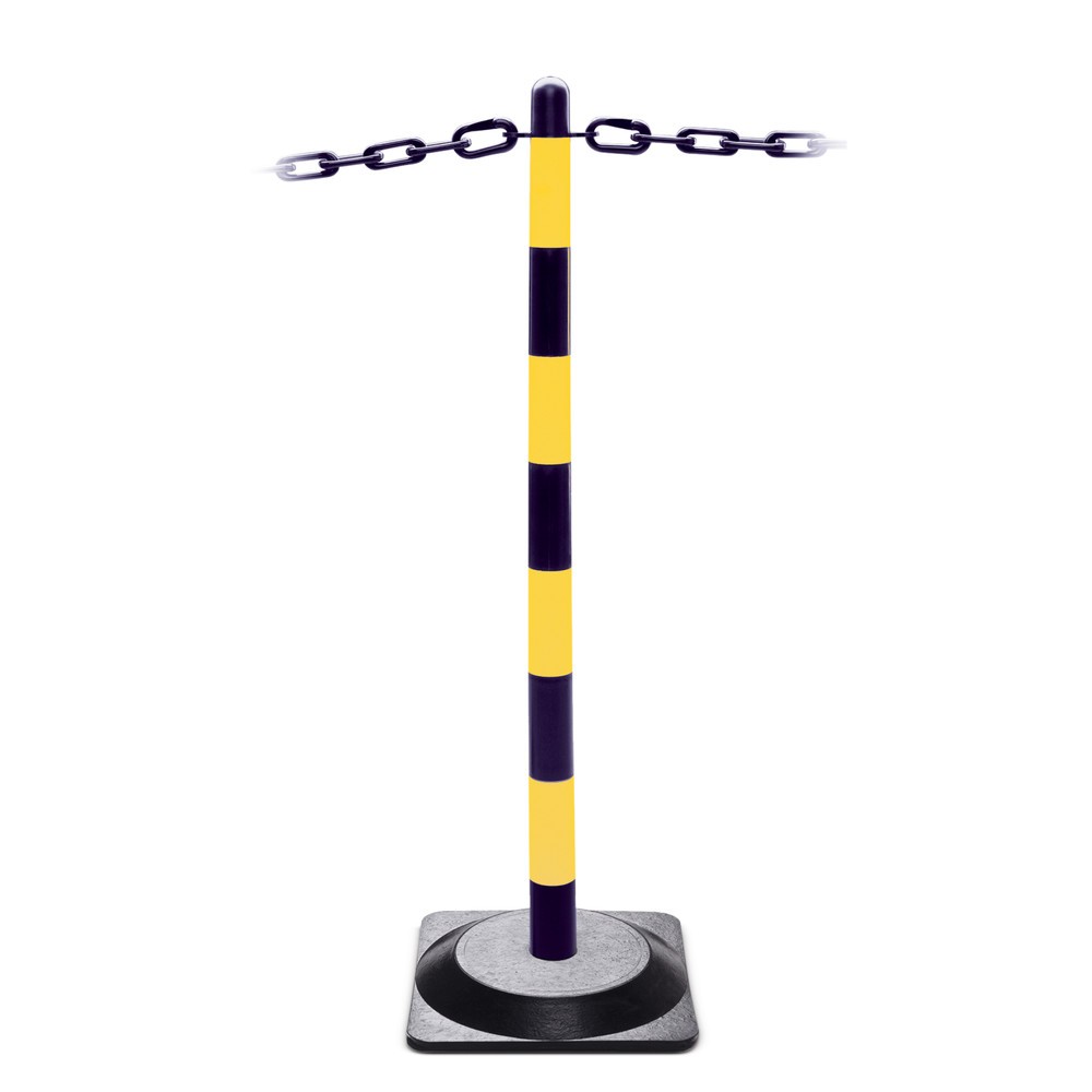 Número de imagen del producto 3: Poste para cadenas, unitario, base de goma dura (cuadrada), negro/amarillo