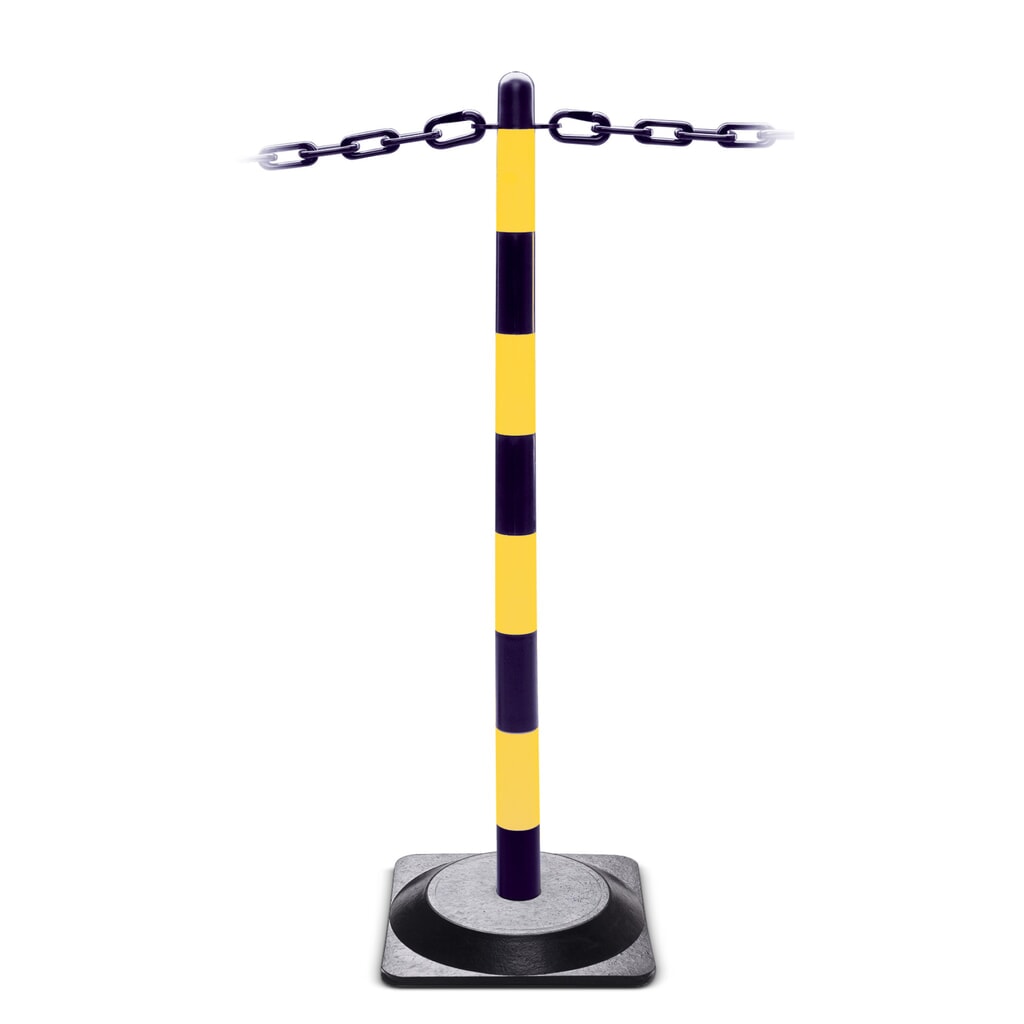 Número de imagen del producto 3: Poste para cadenas, unitario, base de goma dura (cuadrada), negro/amarillo