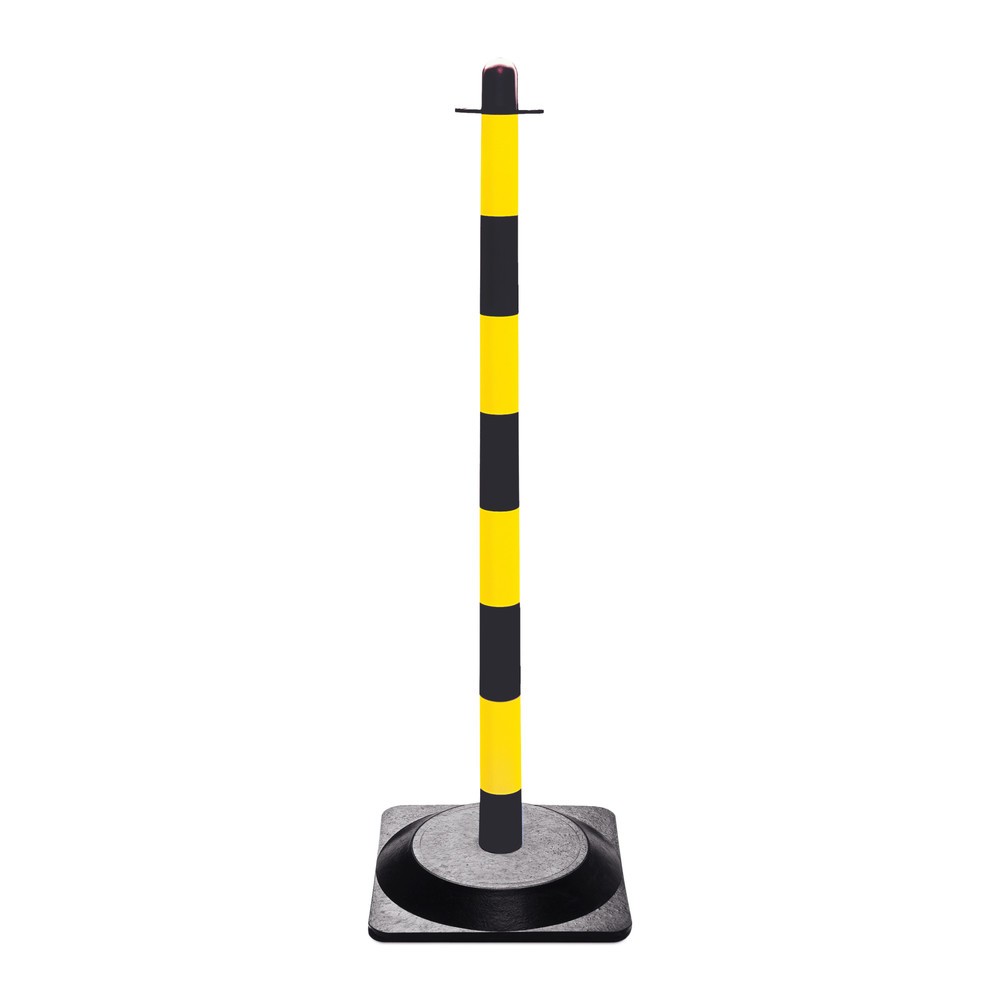 Número de imagen del producto 1: Poste para cadenas, unitario, base de goma dura (cuadrada), negro/amarillo