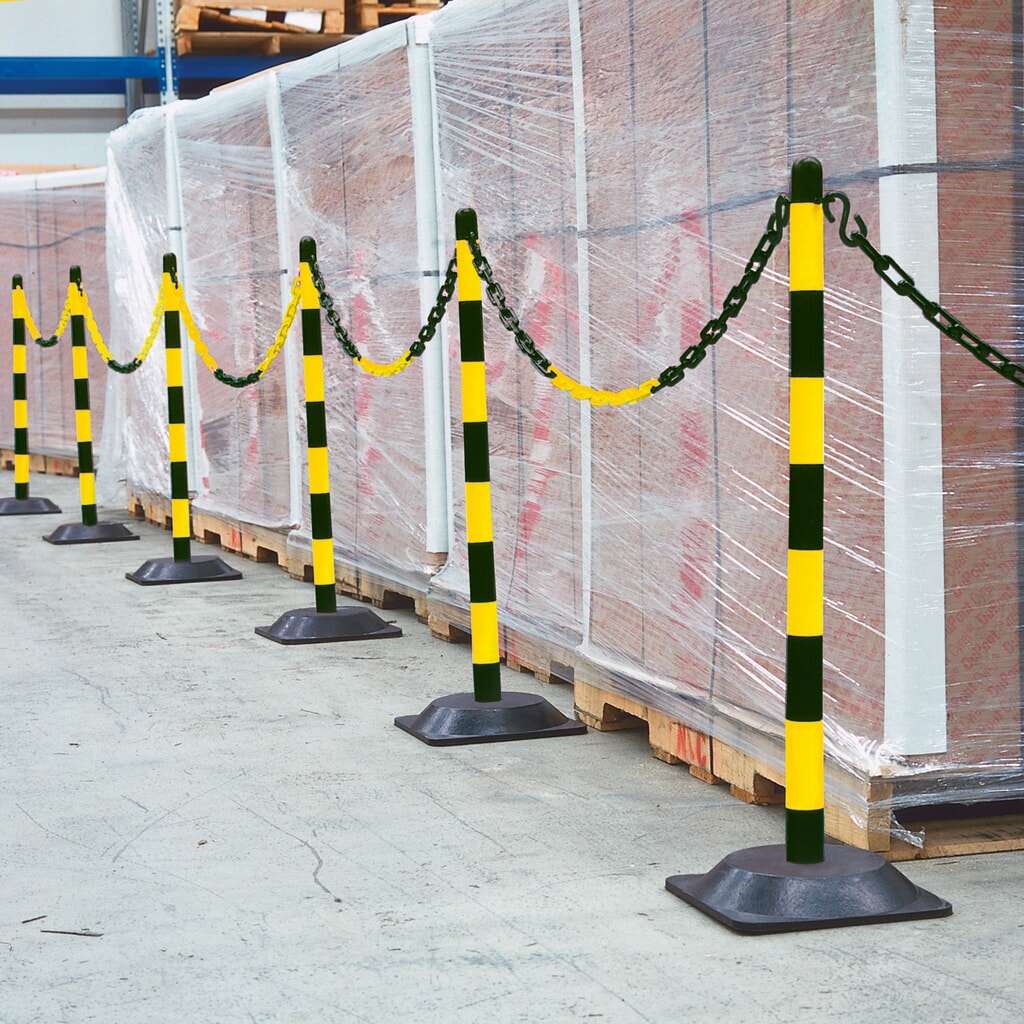 Poste para cadenas, unitario, base de goma dura (cuadrada), negro/amarillo Número de imagen del producto 4: Poste para cadenas, unitario, base de goma dura (cuadrada), negro/amarillo