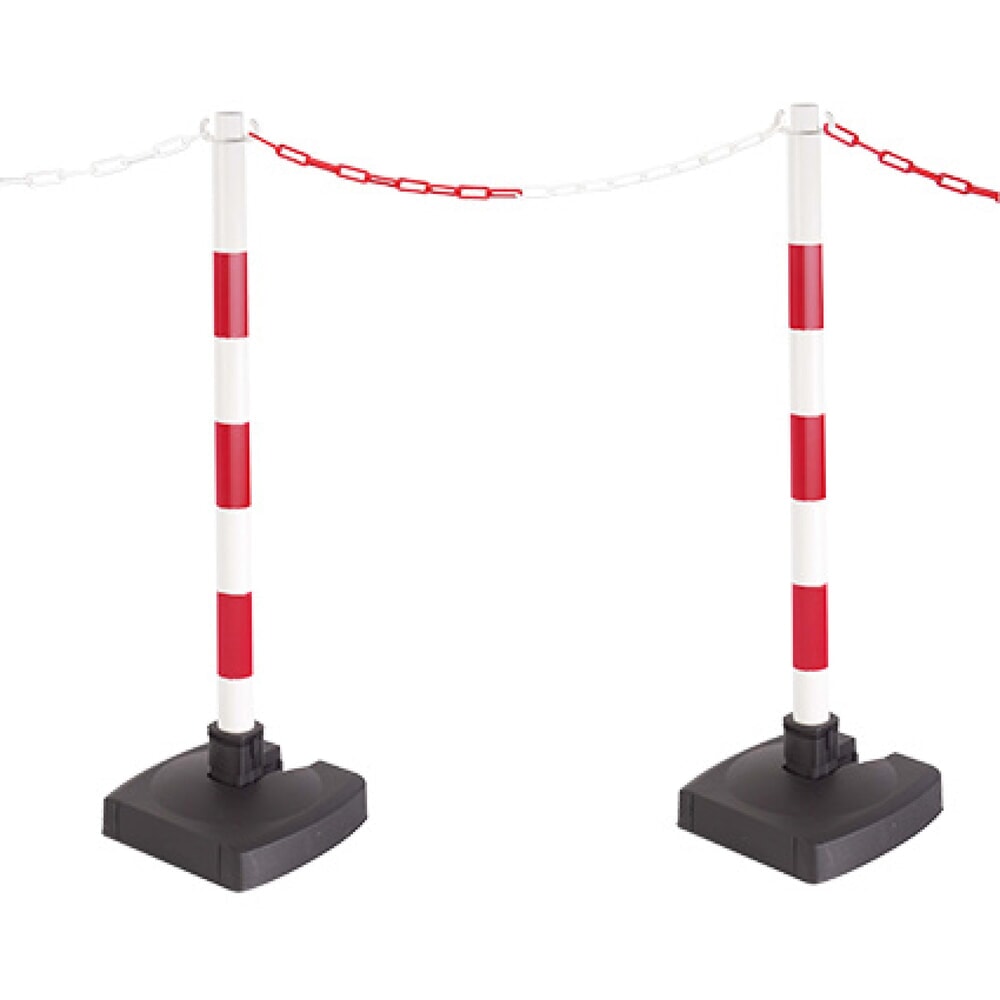 Imagen del producto: Poste para cadenas con base plegable, rojo/blanco
