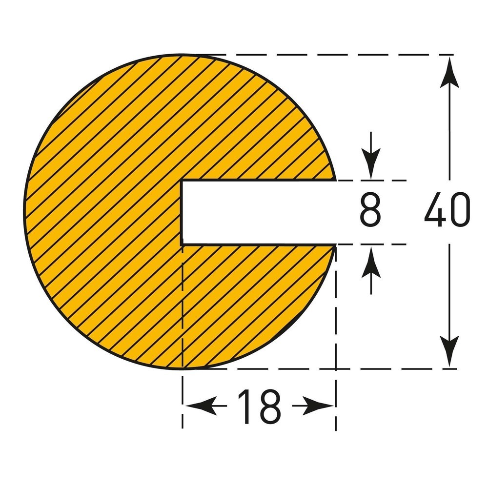 Número de imagen del producto 2: Parachoques para cantos MORAVIA, circular para acoplar, 40 x 40 mm x 1 m (alto x ancho x largo)