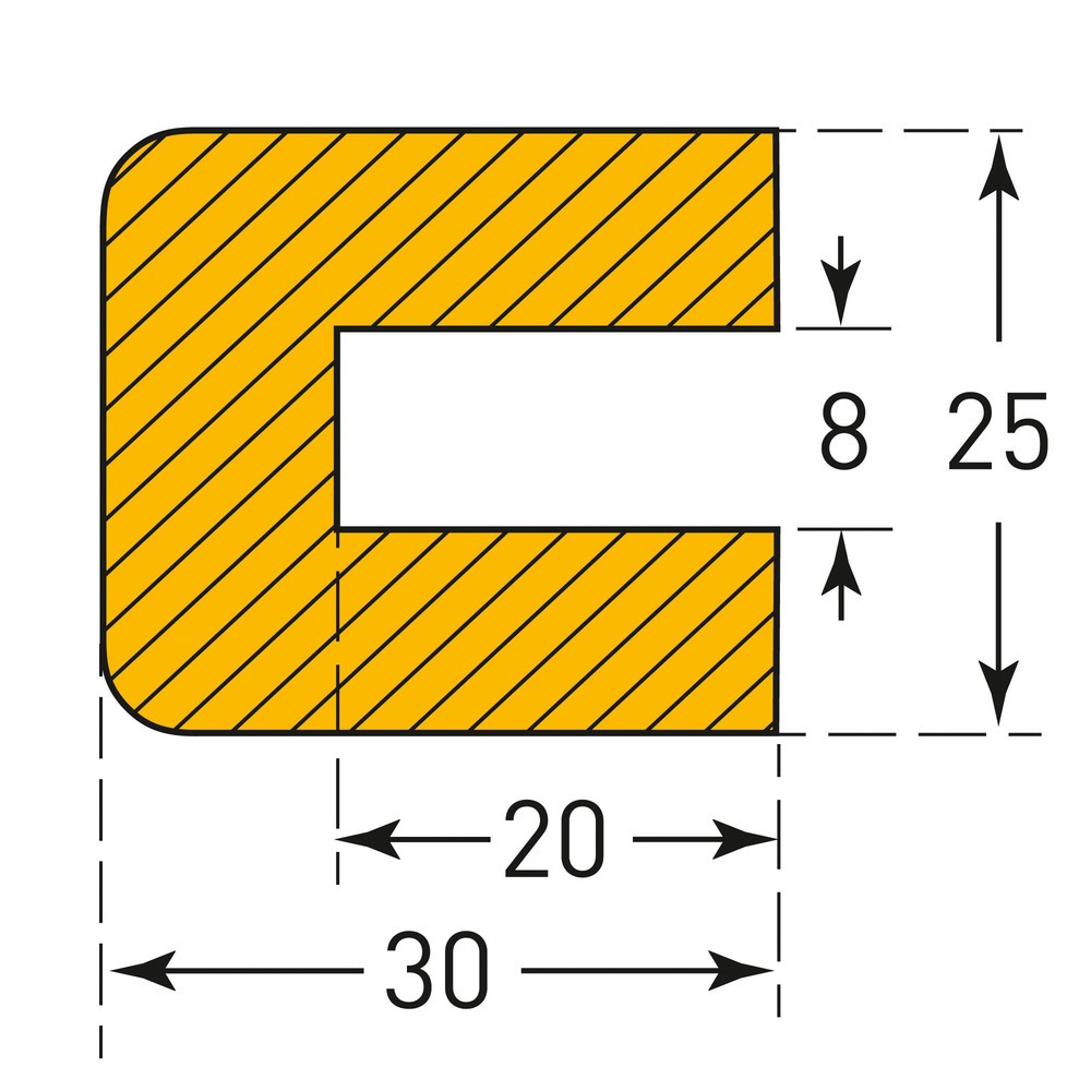 Número de imagen del producto 4: Parachoques para cantos MORAVIA rectangular para acoplar, 25 x 30 mm x 5 m (alto x ancho x largo)