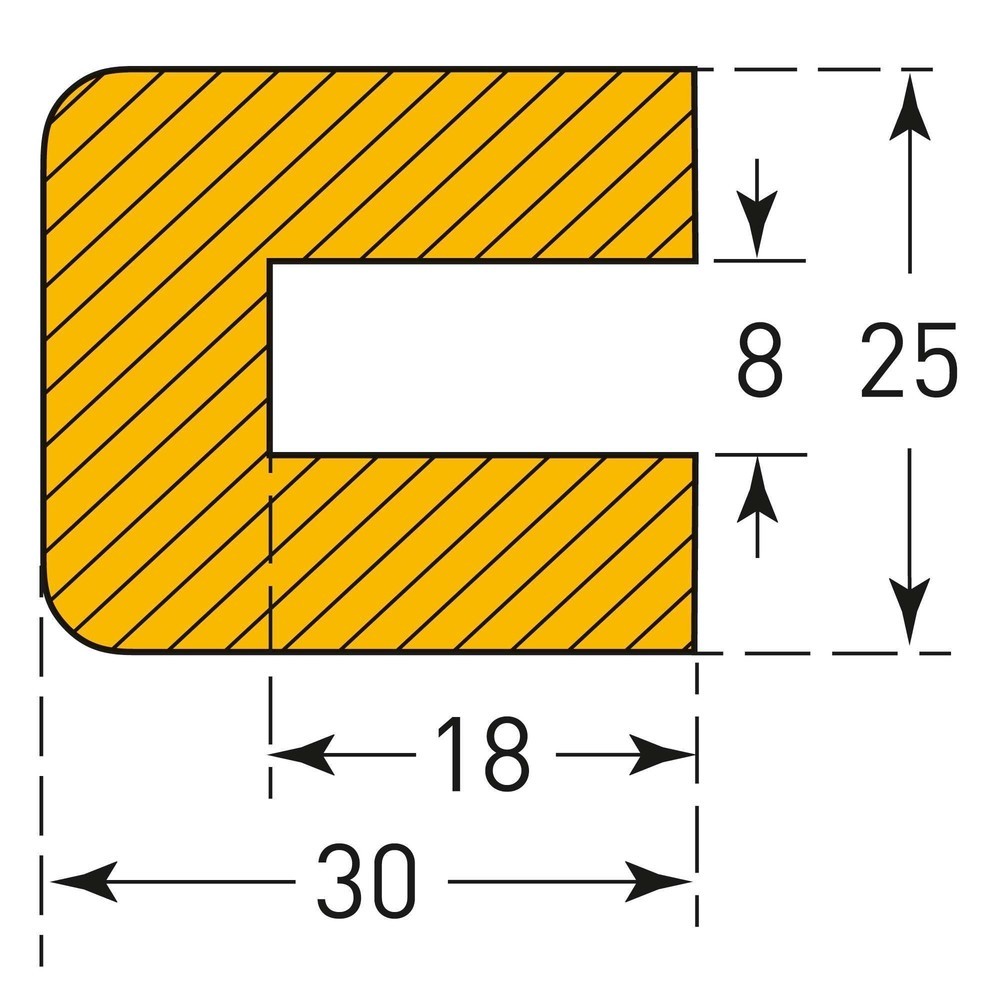 Número de imagen del producto 3: Parachoques para cantos MORAVIA rectangular para acoplar, 25 x 30 mm x 1 m (alto x ancho x largo)