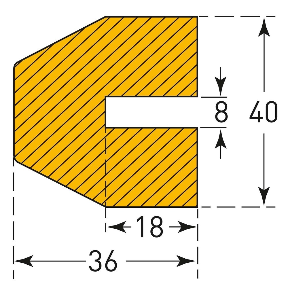 Número de imagen del producto 4: Parachoques para cantos MORAVIA trapezoidal para acoplar, 36 x 40 mm x 1 m (alto x ancho x largo)