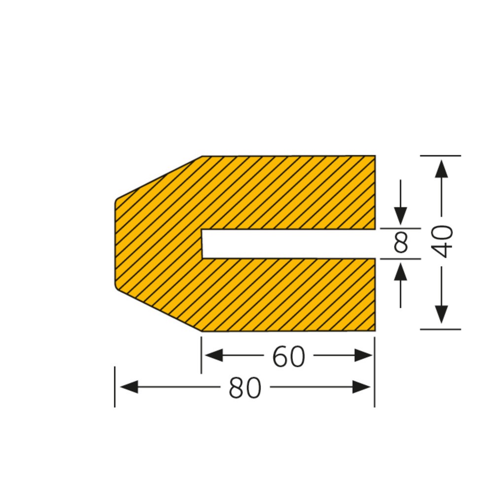 Número de imagen del producto 2: Parachoques para cantos MORAVIA trapezoidal para acoplar, 80 x 40 mm x 1 m (alto x ancho x largo)
