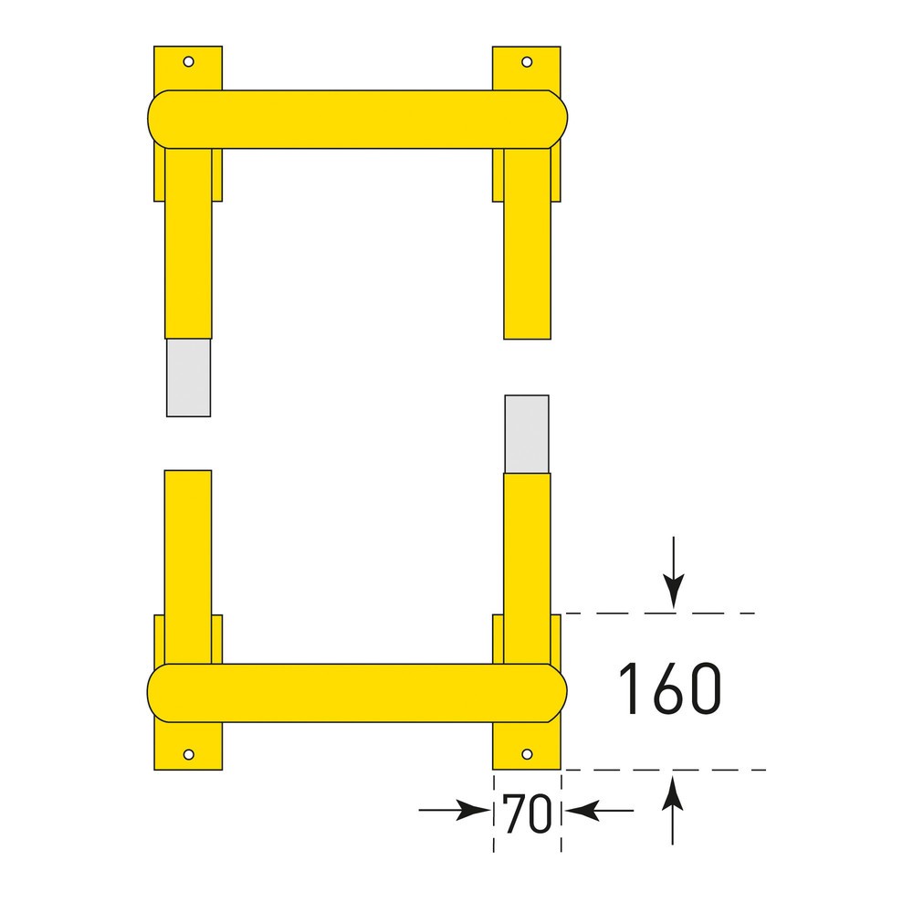 Número de imagen del producto 3: Protección anticolisión para columnas MORAVIA, aplicación exterior, galvanizado en caliente, altura de 600 mm, para dimensiones de columna 500 x 500 mm (ancho x fondo)