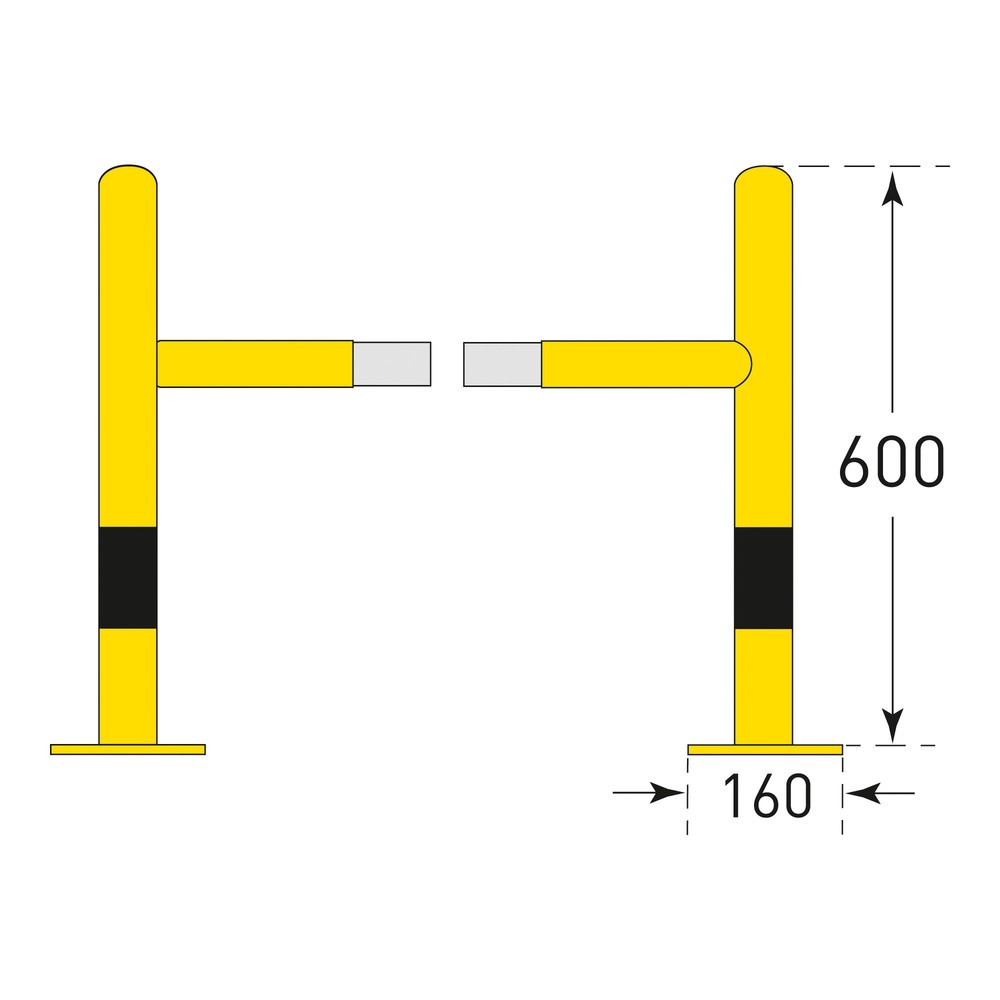 Número de imagen del producto 4: Protección anticolisión para columnas MORAVIA, aplicación exterior, galvanizado en caliente, altura de 600 mm, para dimensiones de columna 500 x 500 mm (ancho x fondo)