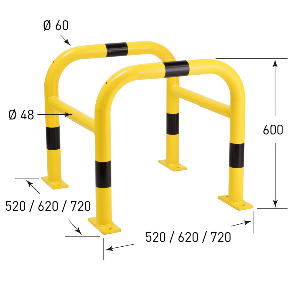 Número de imagen del producto 5: Protección anticolisión para columnas MORAVIA, aplicación exterior, galvanizado en caliente, altura de 600 mm, para dimensiones de columna 500 x 500 mm (ancho x fondo)
