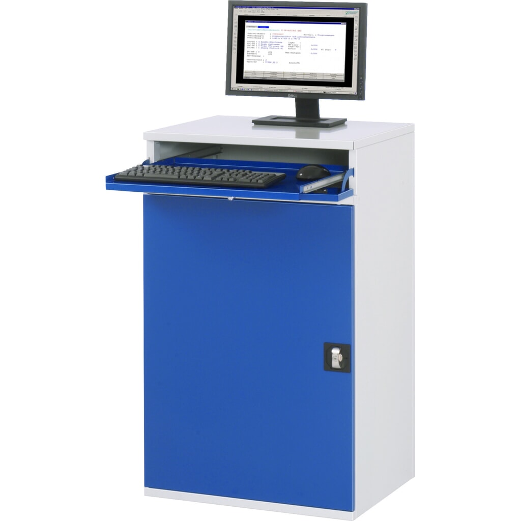 Armario para ordenador RAU, H x A x F 1.060 x 650 x 520 mm, con 1 puerta batiente y bandeja extraíble para el teclado Número de imagen del producto 2: Armario para ordenador RAU, H x A x F 1.060 x 650 x 520 mm, con 1 puerta batiente y bandeja extraíble para el teclado