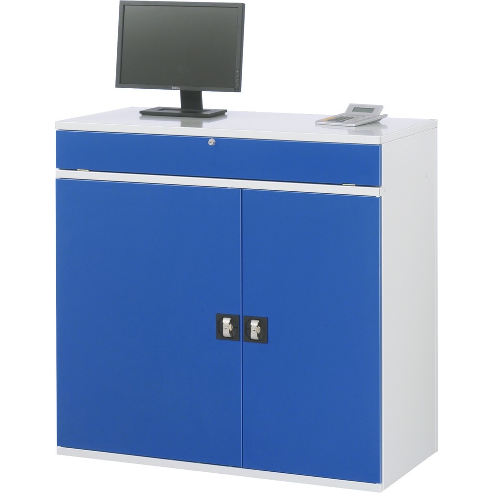 Número de imagen del producto 3: Armario para ordenador RAU, H x A x F 1.060 x 1.100 x 520 mm, con 2 puertas batientes, bandeja extraíble para el teclado y ruedas