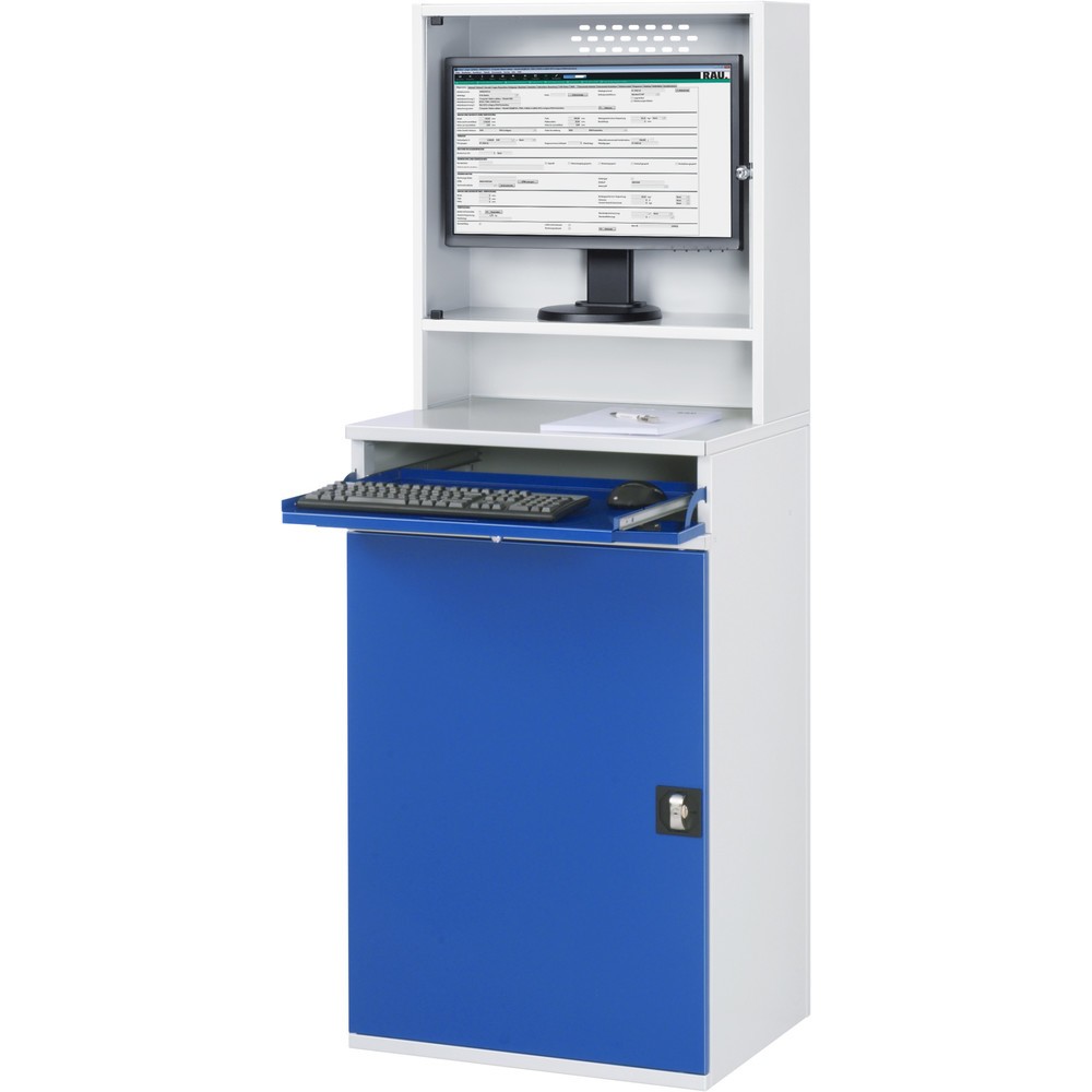 Número de imagen del producto 2: Armario para ordenador RAU, H x A x F 1.770 x 650 x 520 mm, con 1 puerta batiente, bandeja extraíble para el teclado y alojamiento para el monitor
