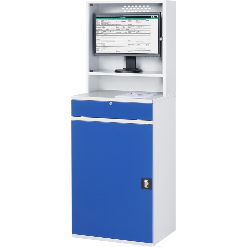 Número de imagen del producto 4: Armario para ordenador RAU, H x A x F 1.770 x 650 x 520 mm, con 1 puerta batiente, bandeja extraíble para el teclado y alojamiento para el monitor