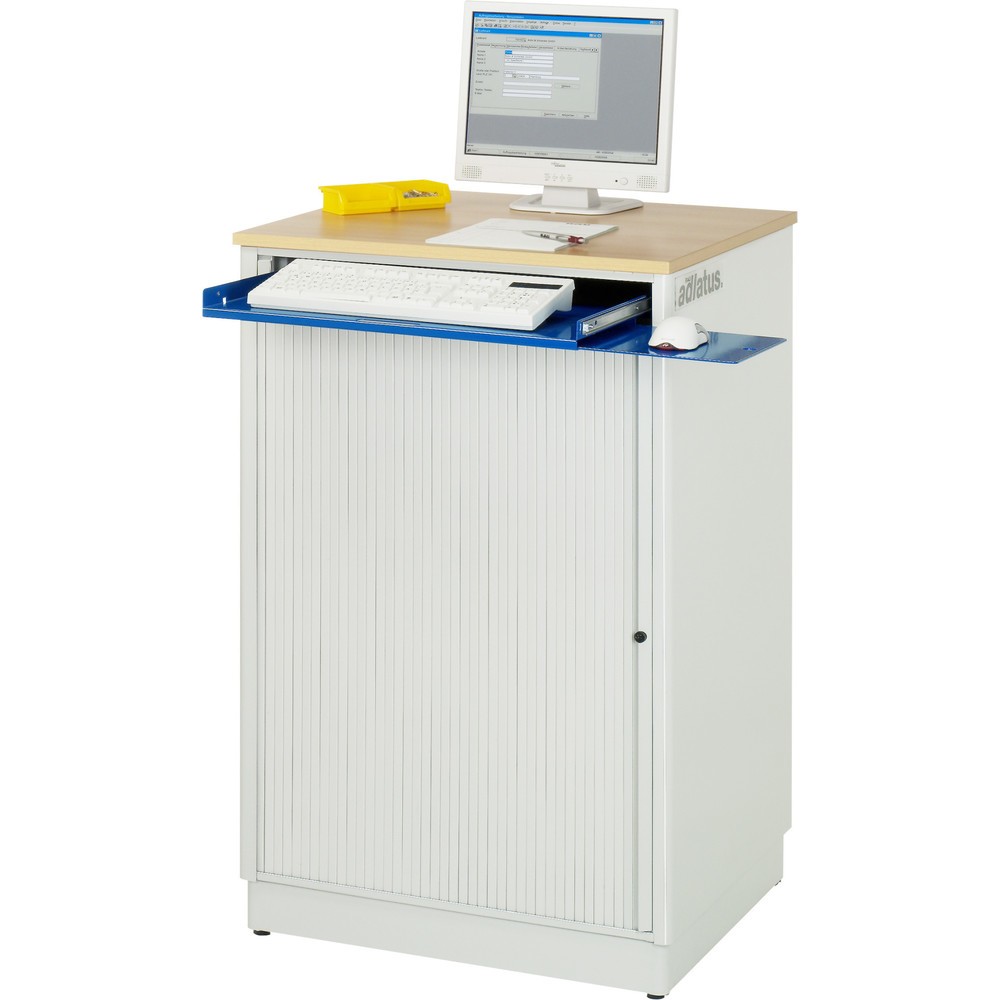 Número de imagen del producto 5: Módulos para ordenador RAU, H x A x F 1.100 x 720 x 660 mm, tablero de trabajo decorado en haya, con persianas, regleta de enchufes
