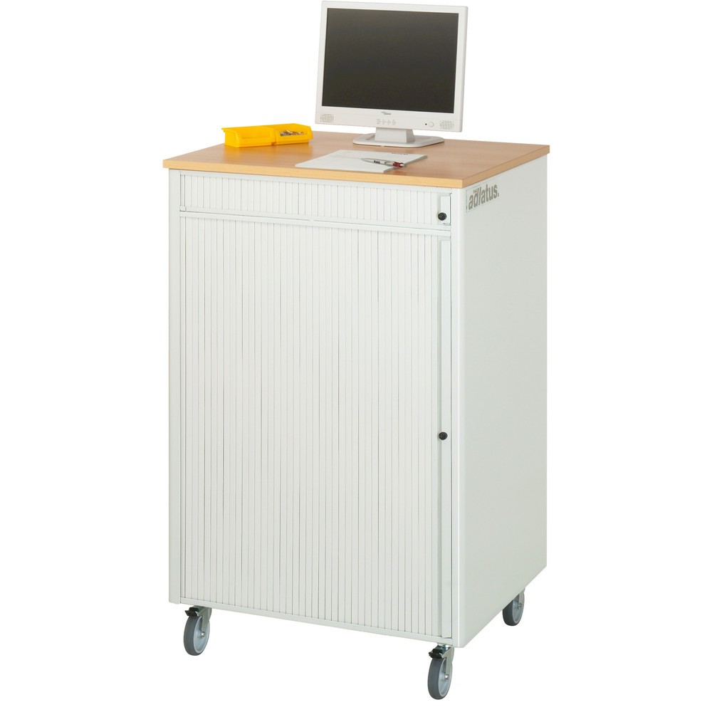 Número de imagen del producto 4: Módulos para ordenador RAU, H x A x F 1.100 x 720 x 660 mm, tablero de trabajo decorado en haya, con persianas, regleta de enchufes y ruedas