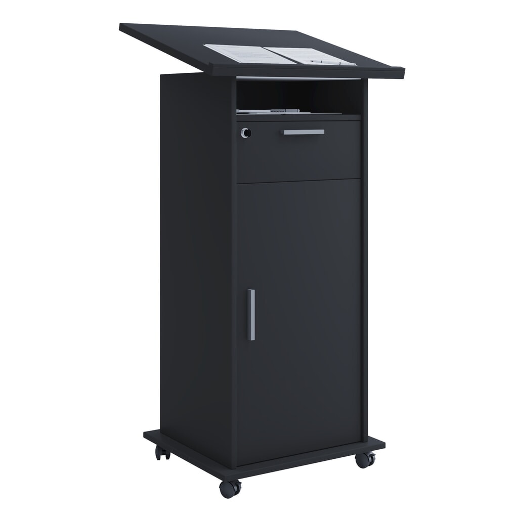 Imagen del producto: Atril rodante VCM Melta con puerta, negro