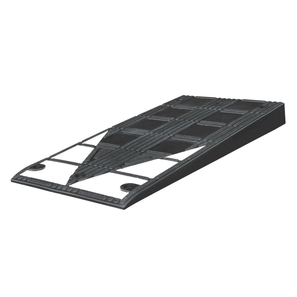 Imagen del producto: Rampa de bordillo MORAVIA de caucho vulcanizado, AxHxF 450 x 75 x 1.000 mm, negro y blanco, con material de fijación