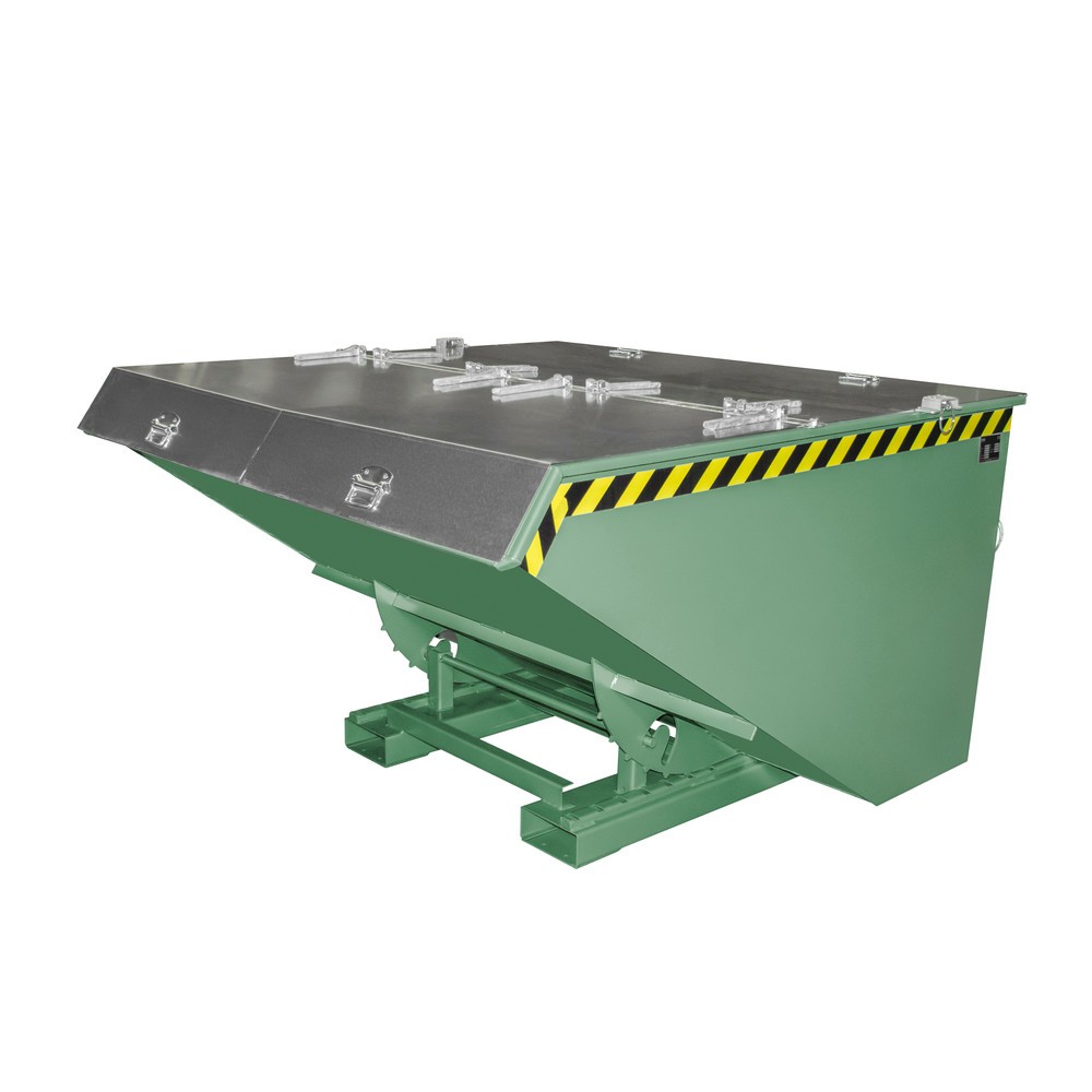 Número de imagen del producto 1: Bauer® Volquete con mecanismo desenrollador de volqueo, pintado, volumen 2,1 m³, RAL 6011 verde reseda