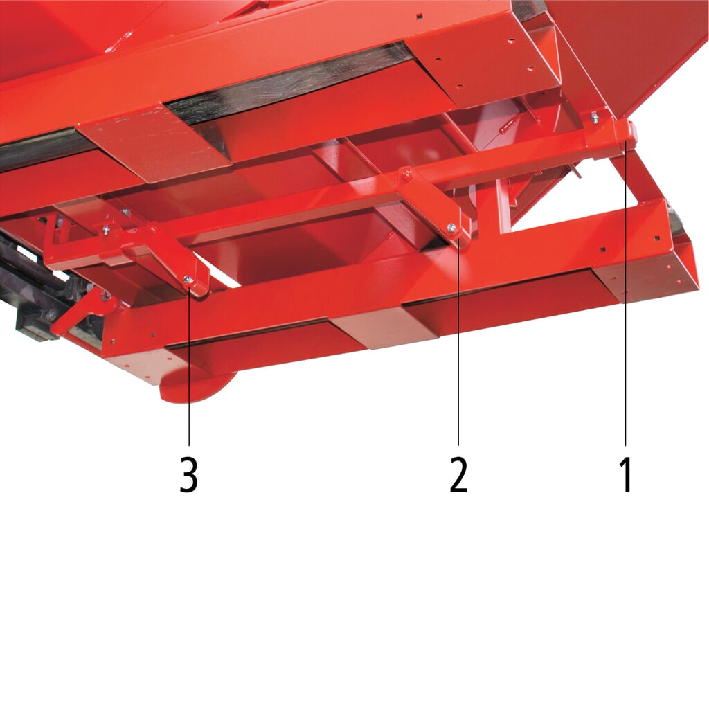Número de imagen del producto 9: Bauer® Depósito basculante con mecanismo rodante automático, capacidad de carga 1.500 kg, pintado, volumen 1,2 m³, RAL 3000 rojo fuego