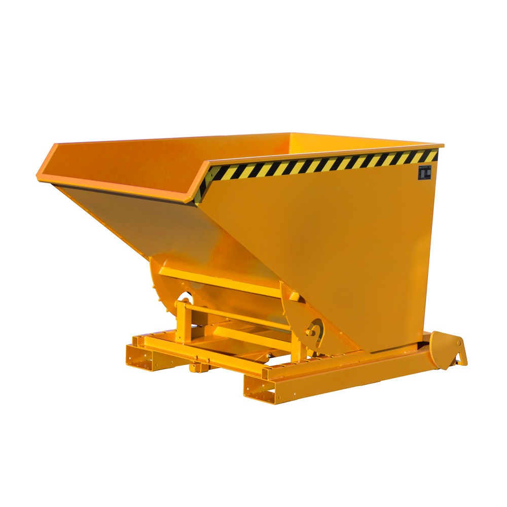 Imagen del producto: Bauer® Depósito basculante con mecanismo rodante automático, capacidad de carga 1.500 kg, pintado, volumen 1,2 m³, RAL 2000 amarillo naranja