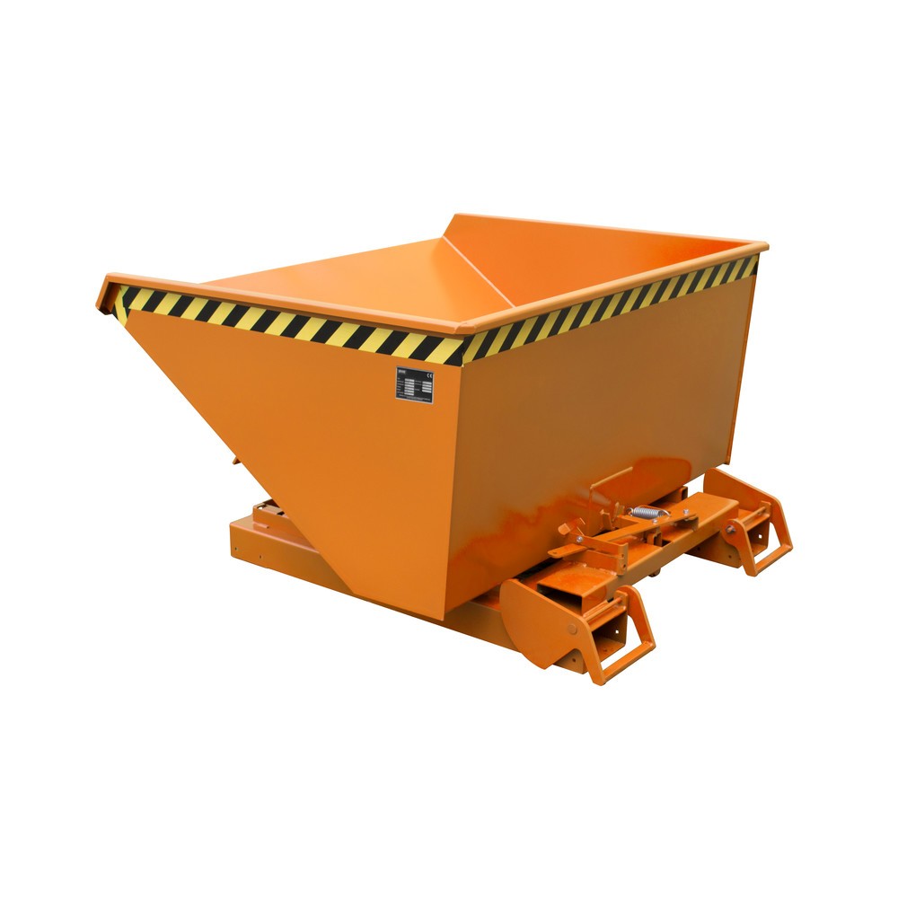 Número de imagen del producto 1: Bauer® contenedor basculante con mecanismo rodante automático, capacidad de carga 1.000 kg, pintado, volumen 0,9 m³, RAL 2000 amarillo naranja