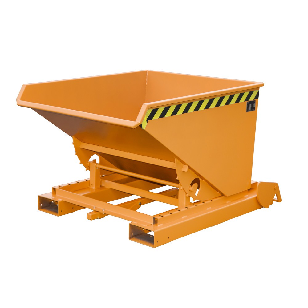 Número de imagen del producto 1: Bauer® contenedor basculante con mecanismo rodante automático, capacidad de carga 1.000 kg, pintado, volumen 0,6 m³, RAL 2000 amarillo naranja