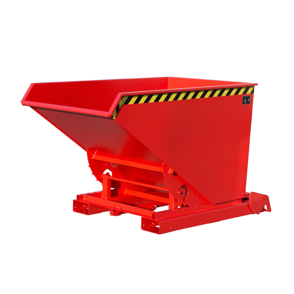 Bauer® Depósito basculante con mecanismo rodante automático, capacidad de carga 1.500 kg, pintado, volumen 1,2 m³, RAL 3000 rojo fuego Imagen del producto: Bauer® Depósito basculante con mecanismo rodante automático, capacidad de carga 1.500 kg, pintado, volumen 1,2 m³, RAL 3000 rojo fuego