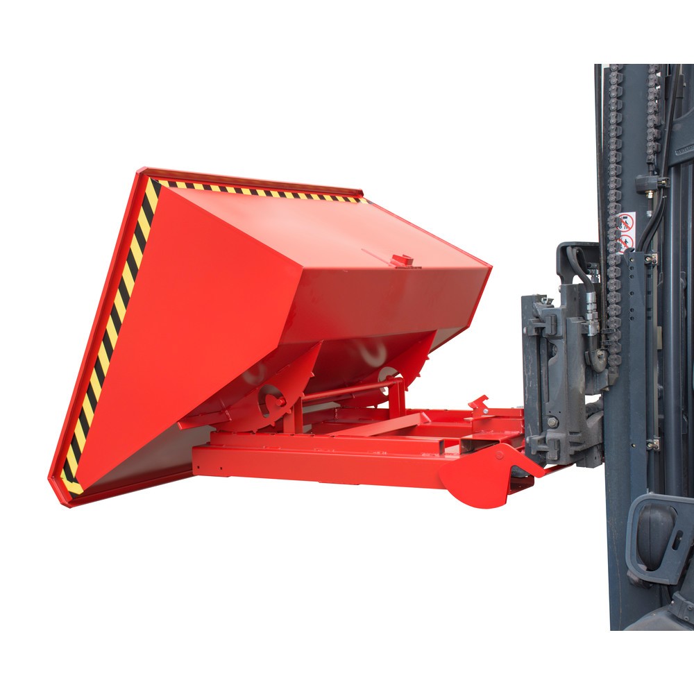 Número de imagen del producto 1: Bauer® contenedor basculante con mecanismo rodante automático, capacidad de carga 1.000 kg, pintado, volumen 0,9 m³, RAL 3000 rojo fuego