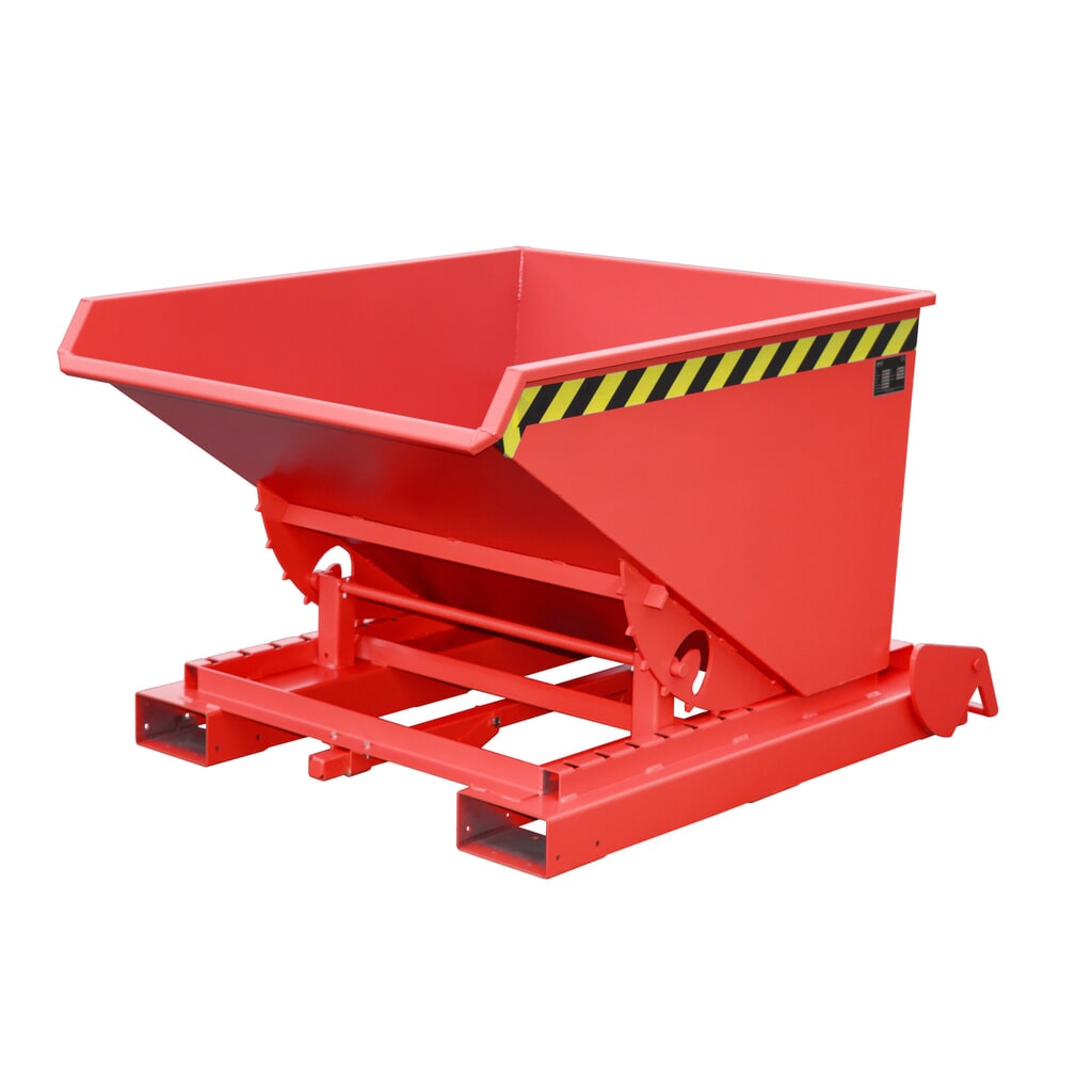 Imagen del producto: Bauer® contenedor basculante con mecanismo rodante automático, capacidad de carga 1.000 kg, pintado, volumen 0,6 m³, RAL 3000 rojo fuego
