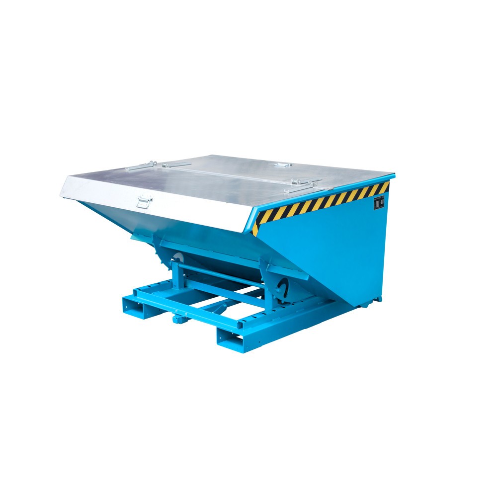 Número de imagen del producto 1: Bauer® contenedor basculante con mecanismo rodante automático, capacidad de carga 1.000 kg, pintado, volumen 0,9 m³, RAL 5012 azul luminoso