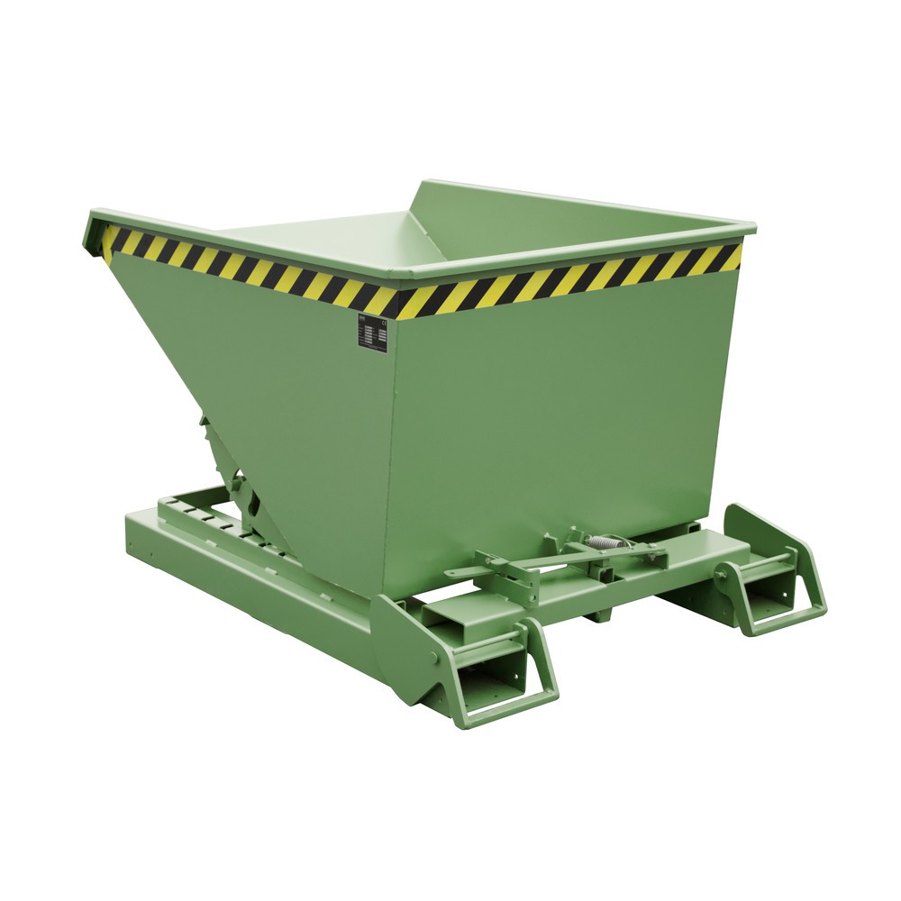 Número de imagen del producto 1: Bauer® contenedor basculante con mecanismo rodante automático, capacidad de carga 1.000 kg, pintado, volumen 0,6 m³, RAL 6011 verde reseda