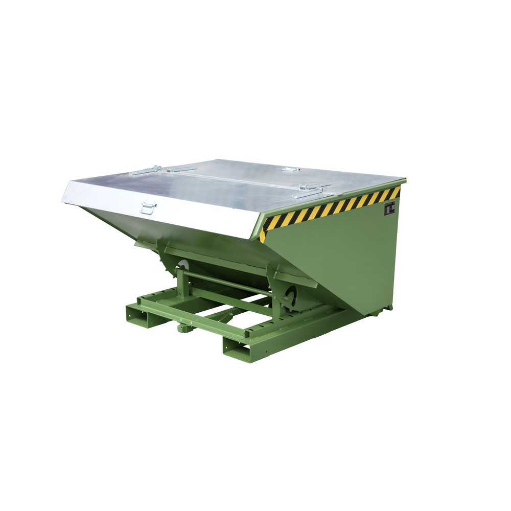 Número de imagen del producto 1: Bauer® contenedor basculante con mecanismo rodante automático, capacidad de carga 1.000 kg, pintado, volumen 0,9 m³, RAL 6011 verde reseda