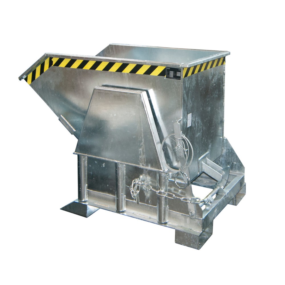 Número de imagen del producto 1: Recipiente de vuelco Bauer® con mecanismo rodante Premium, forma constructiva ancha, galvanizado, sin tapa, volumen 0,5 m³