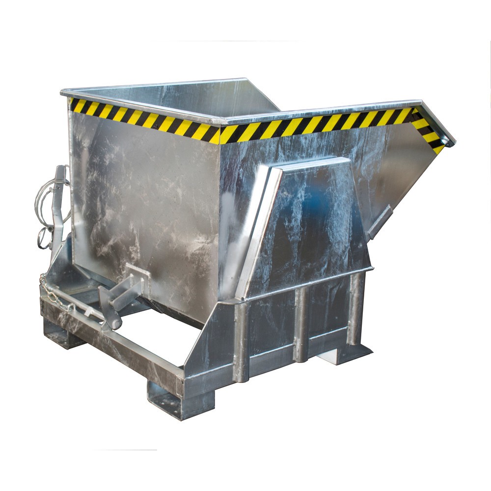 Número de imagen del producto 1: Recipiente de vuelco Bauer® con mecanismo rodante Premium, forma constructiva ancha, galvanizado, sin tapa, volumen 0,8 m³