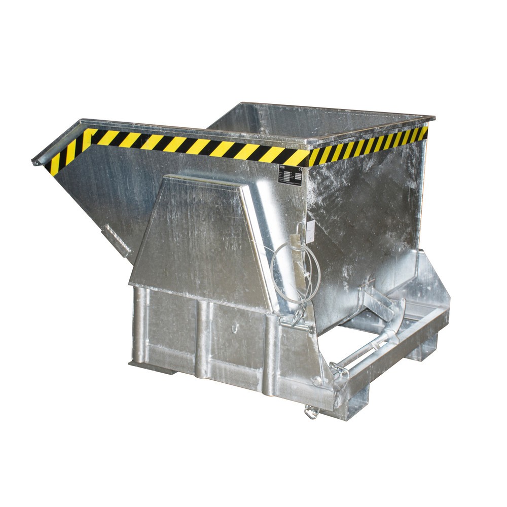Número de imagen del producto 1: Recipiente de vuelco Bauer® con mecanismo rodante Premium, forma constructiva ancha, galvanizado, sin tapa, volumen 1 m³