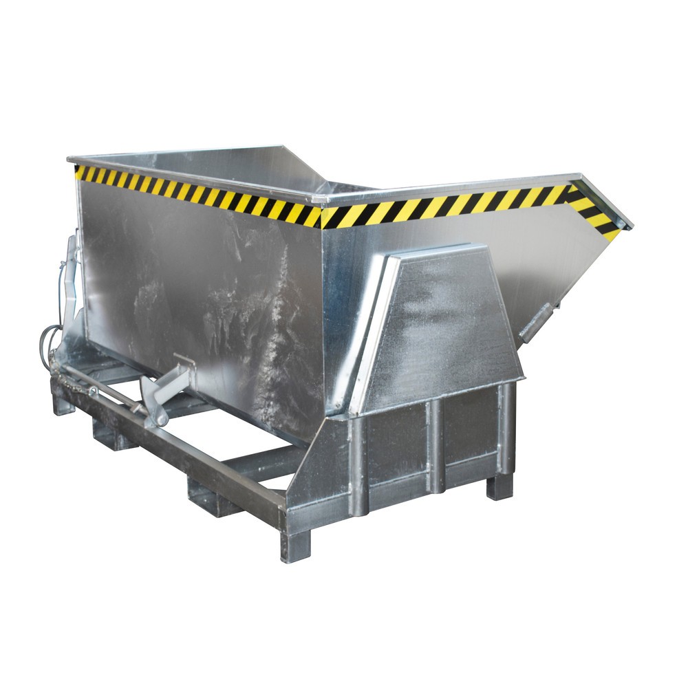 Número de imagen del producto 1: Recipiente de vuelco Bauer® con mecanismo rodante Premium, forma constructiva ancha, galvanizado, sin tapa, volumen 1,2 m³