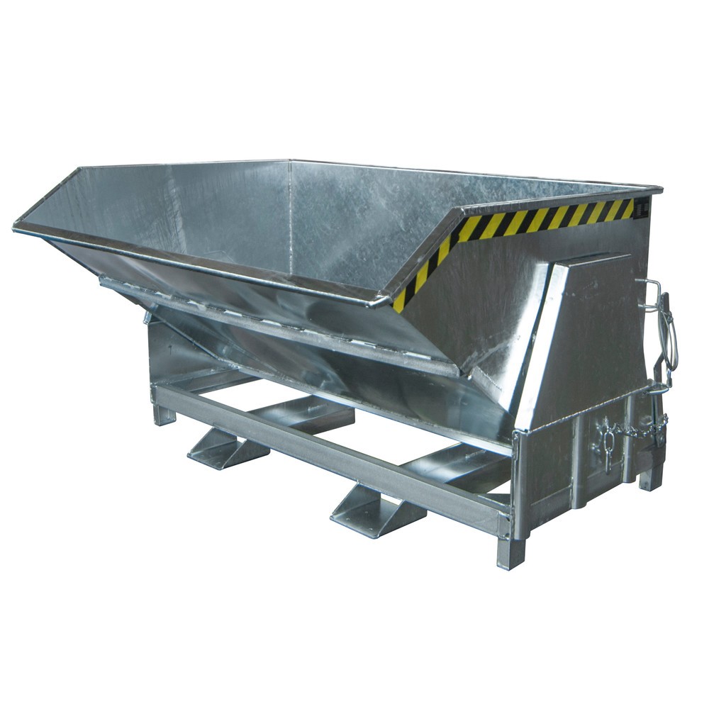 Número de imagen del producto 1: Recipiente de vuelco Bauer® con mecanismo rodante Premium, forma constructiva ancha, galvanizado, sin tapa, volumen 1,5 m³