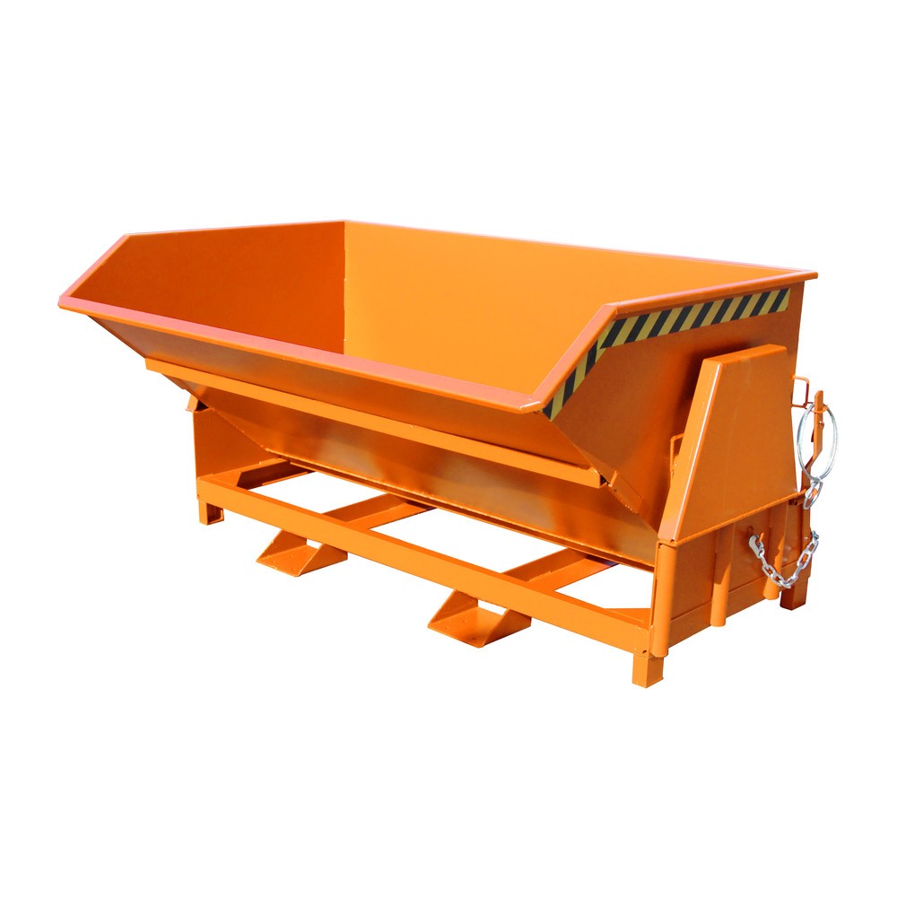 Número de imagen del producto 1: Bauer® Volquete con mecanismo desenrollador de volqueo Premium, forma constructiva ancha, pintado, sin tapa, volumen 2 m³, RAL 2000 amarillo naranja