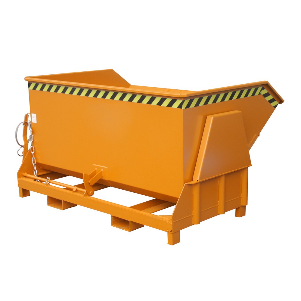 Imagen del producto: Bauer® Volquete con mecanismo desenrollador de volqueo Premium, forma constructiva ancha, pintado, sin tapa, volumen 1,5 m³, RAL 2000 amarillo naranja