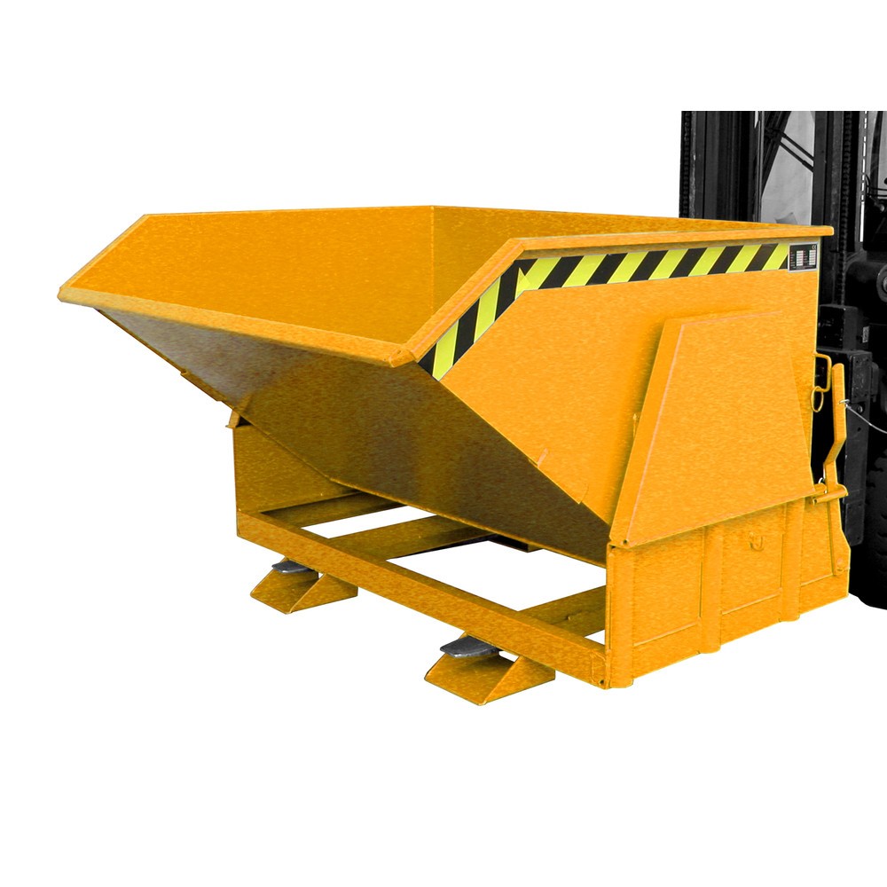 Número de imagen del producto 1: Bauer® Volquete con mecanismo desenrollador de volqueo Premium, forma constructiva ancha, pintado, sin tapa, volumen 1,2 m³, RAL 2000 amarillo naranja