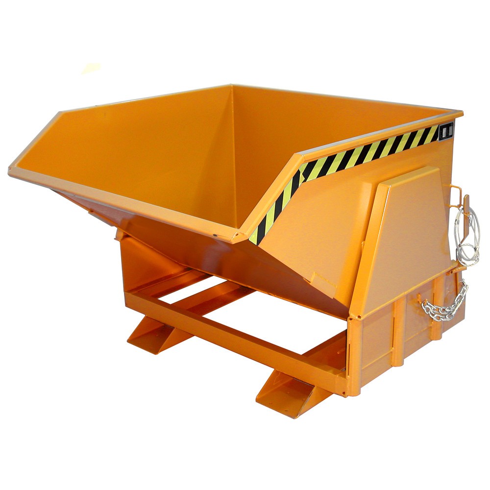 Número de imagen del producto 1: Bauer® Volquete con mecanismo desenrollador de volqueo Premium, forma constructiva ancha, pintado, sin tapa, volumen 1 m³, RAL 2000 amarillo naranja
