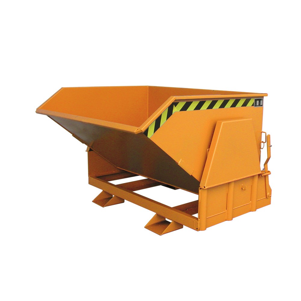 Número de imagen del producto 1: Bauer® Volquete con mecanismo desenrollador de volqueo Premium, forma constructiva ancha, pintado, sin tapa, volumen 0,8 m³, RAL 2000 amarillo naranja
