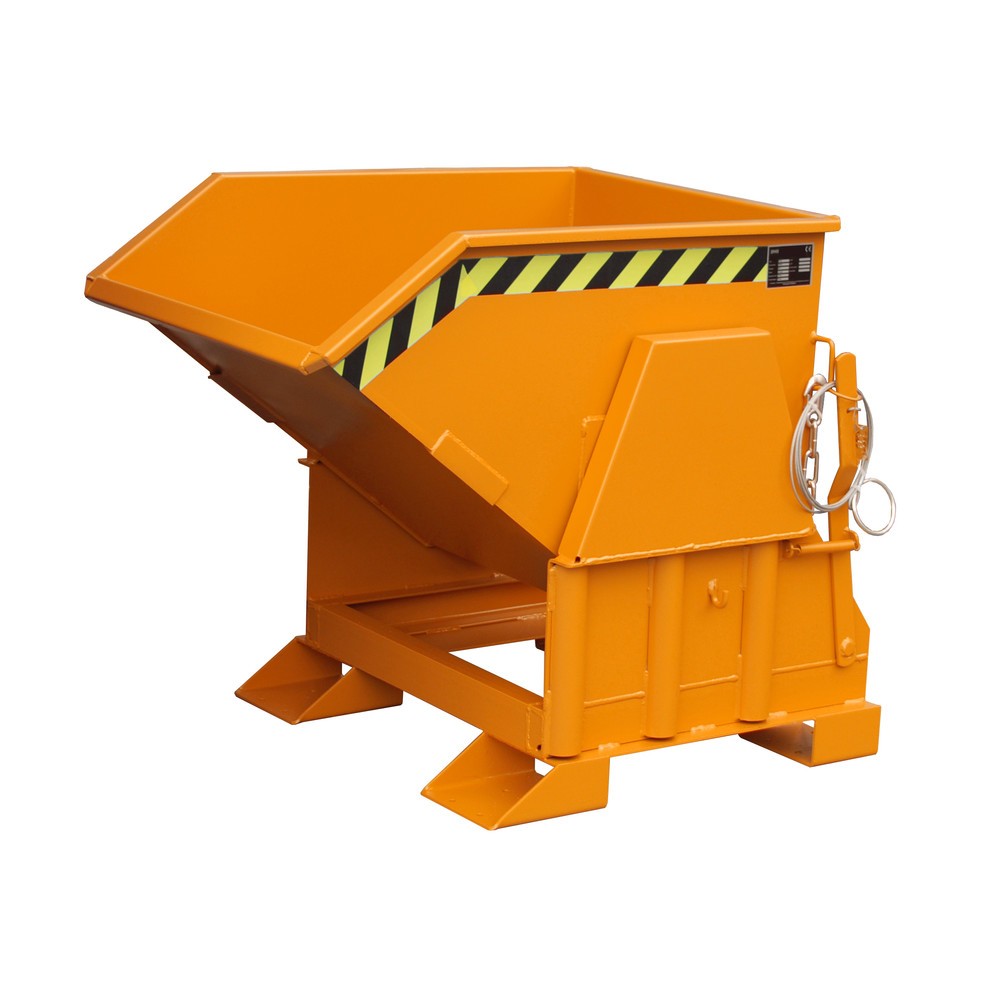 Número de imagen del producto 1: Bauer® Volquete con mecanismo desenrollador de volqueo Premium, forma constructiva ancha, pintado, sin tapa, volumen 0,3 m³, RAL 2000 amarillo naranja