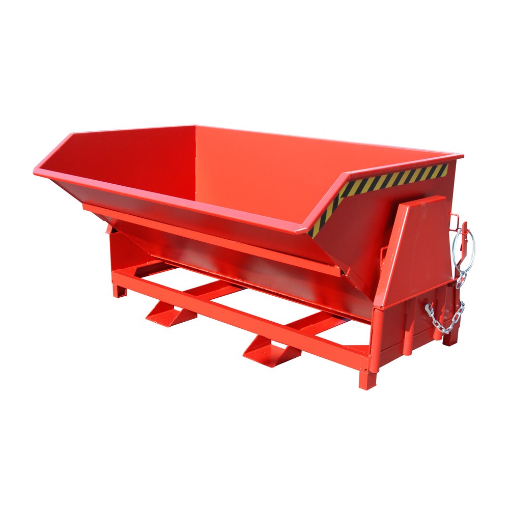 Número de imagen del producto 1: Bauer® Volquete con mecanismo desenrollador de volqueo Premium, forma constructiva ancha, pintado, sin tapa, volumen 2 m³, RAL 3000 rojo fuego