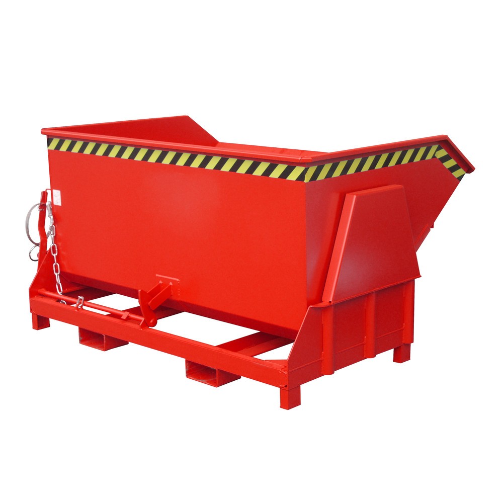 Número de imagen del producto 1: Bauer® Volquete con mecanismo desenrollador de volqueo Premium, forma constructiva ancha, pintado, sin tapa, volumen 1,5 m³, RAL 3000 rojo fuego